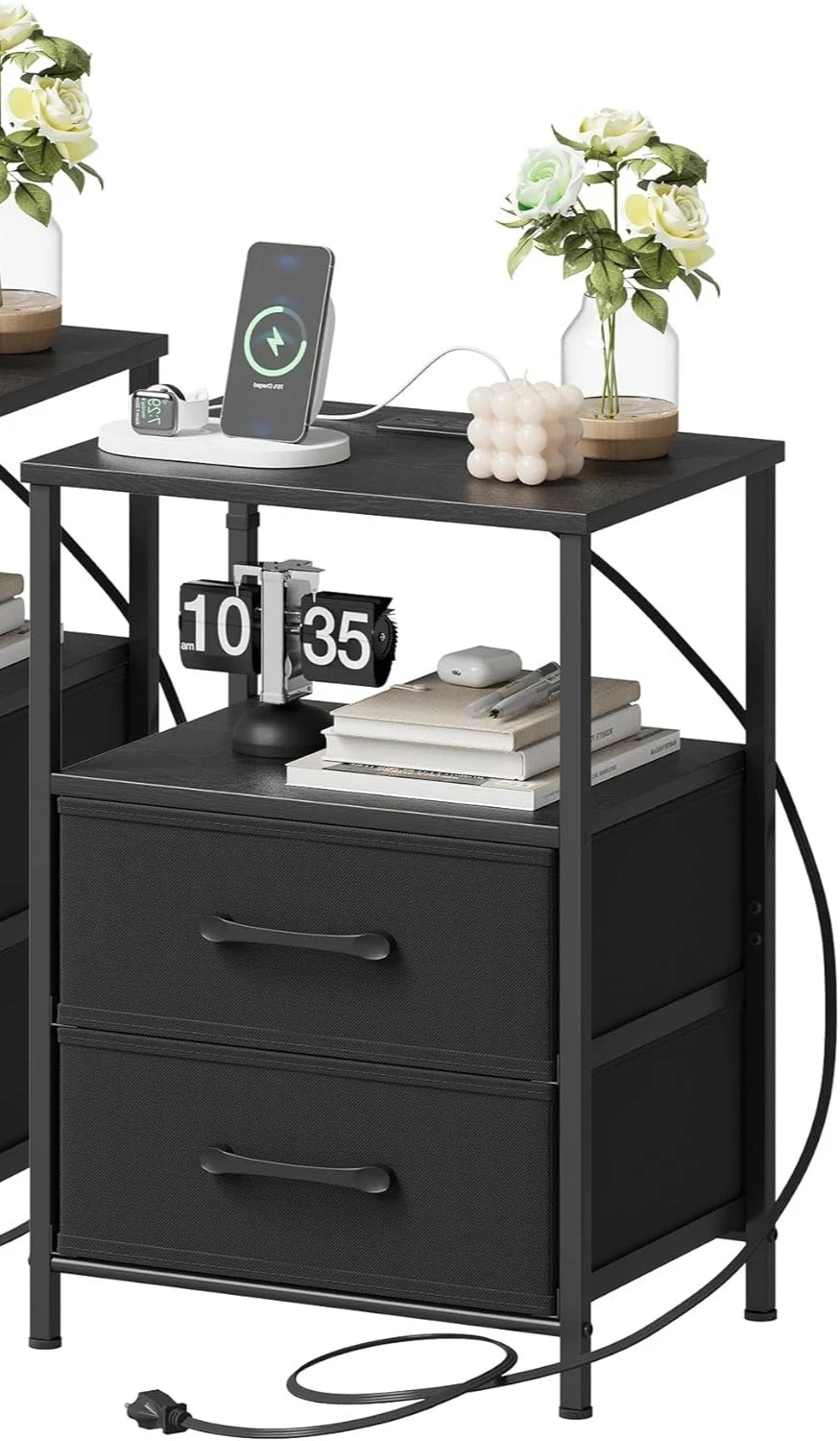 Nightstands with Charging Station and Led Lights
