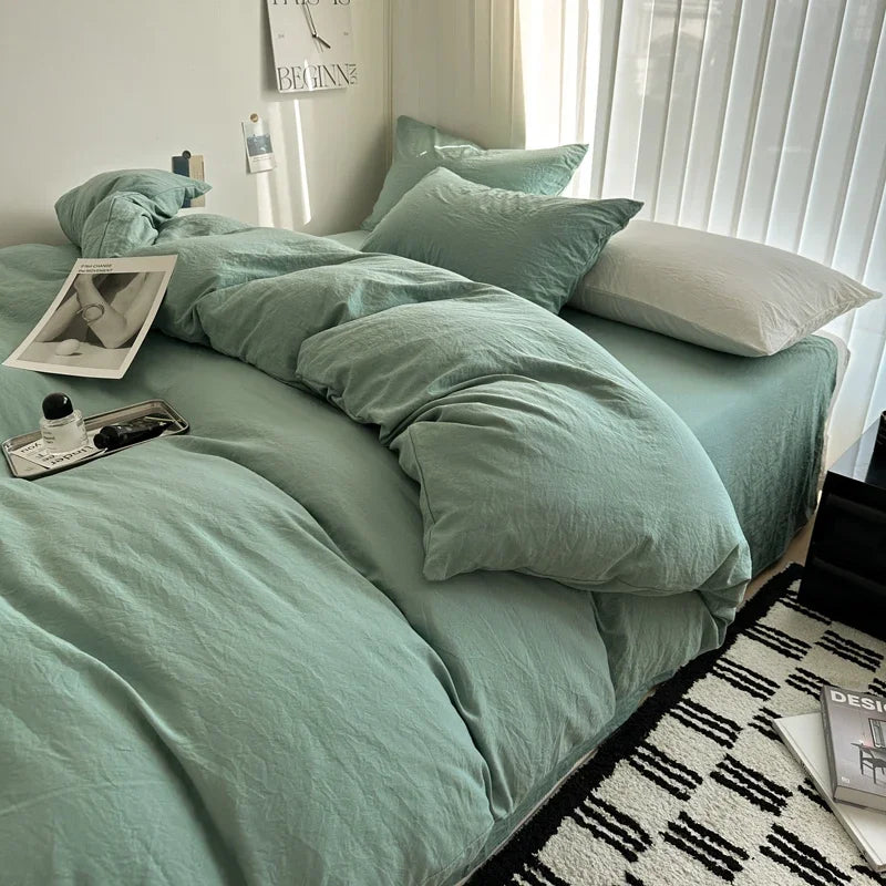 Solid Cotton Bedding Set