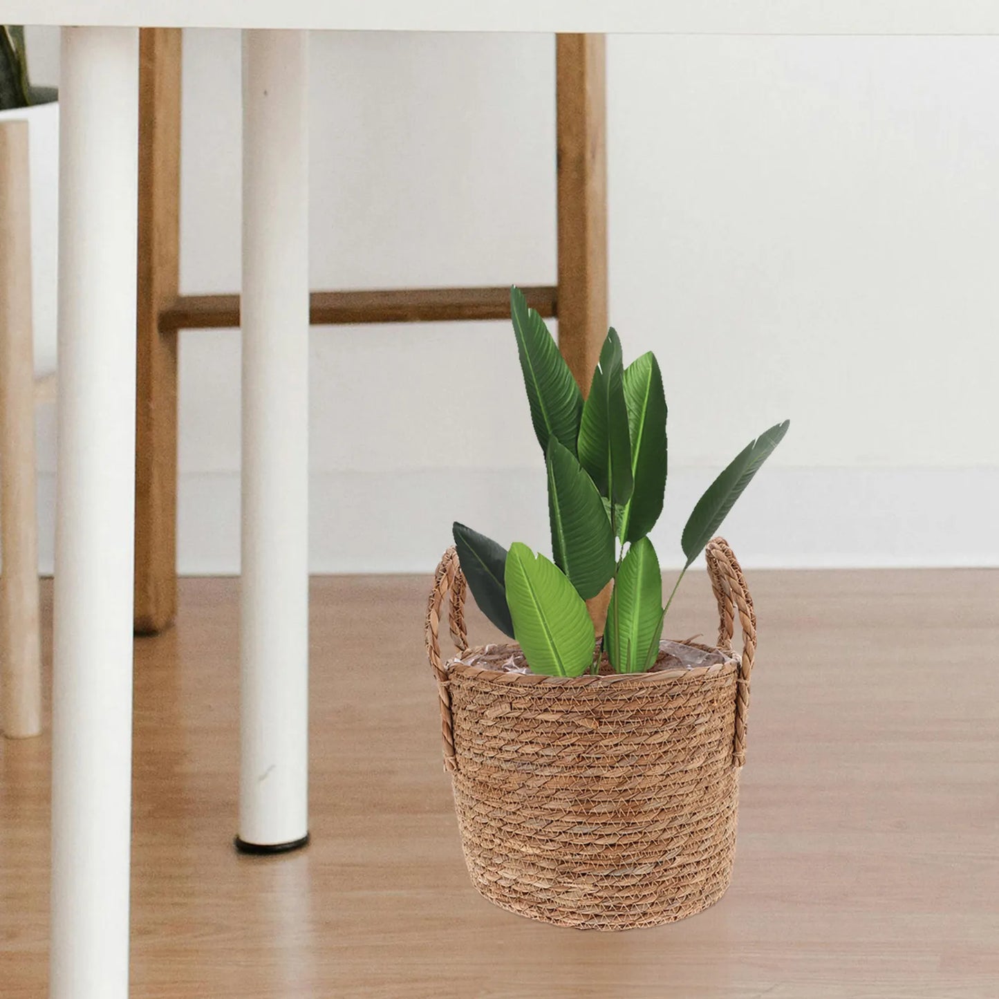 1Pcs Braided Seagrass Flowerpot