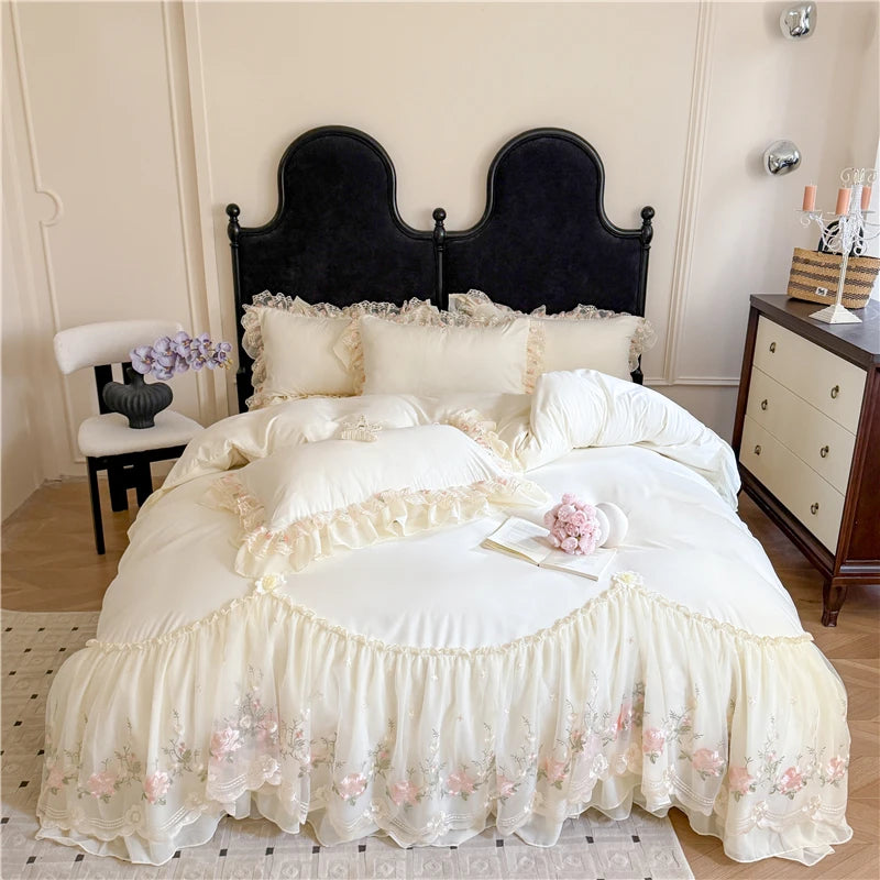 4Pcs Princess Wedding Bedding Set