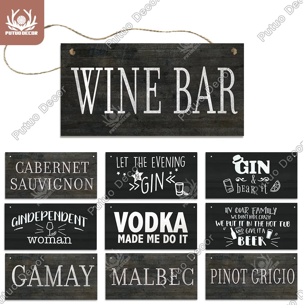 Decor-Wooden Wine Signs