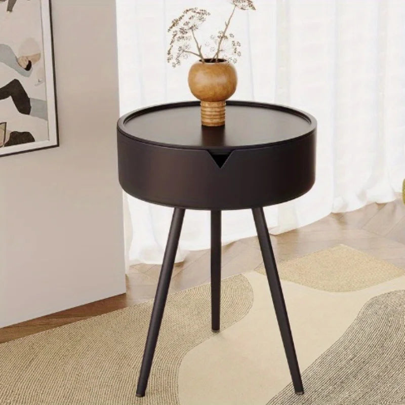 Round Nightstand with Storage