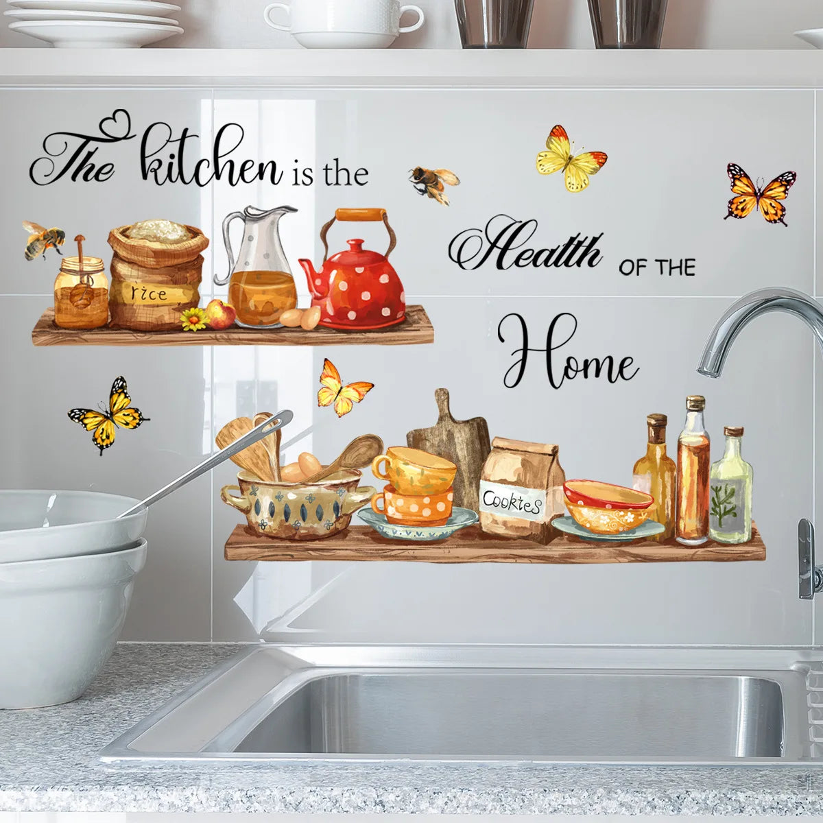 Cartoon Kitchen Utensils Pattern Wall Sticker