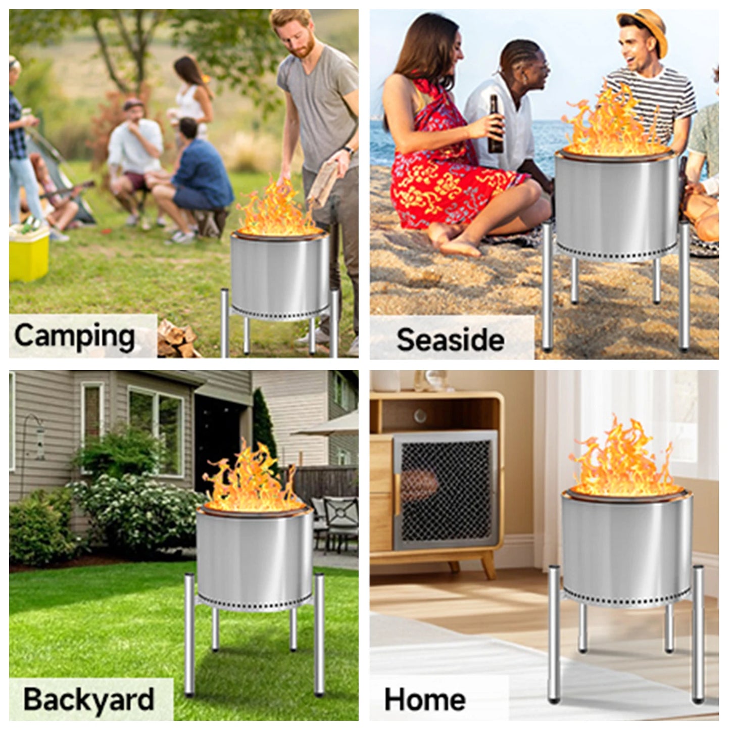 Outdoor 15-27 inch Fire Pit Stand,
