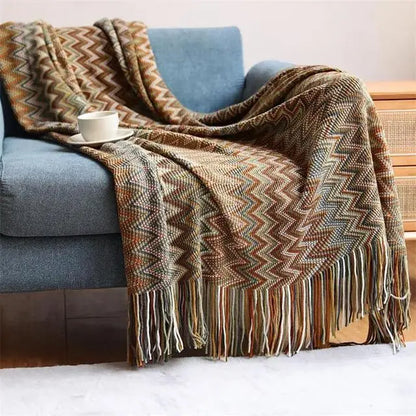 Bohemian Knitted Throw Blankets