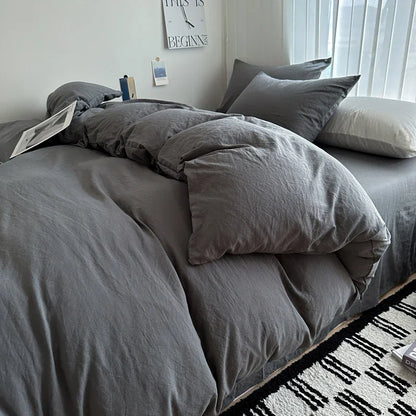 Solid Cotton Bedding Set