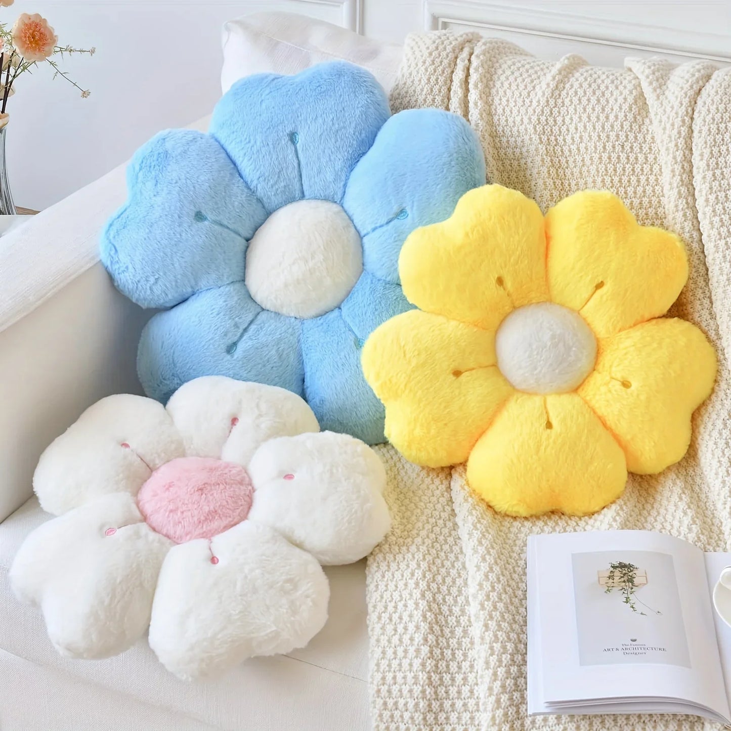 Plush Pillow Comfortable Daisy Flower Shaped