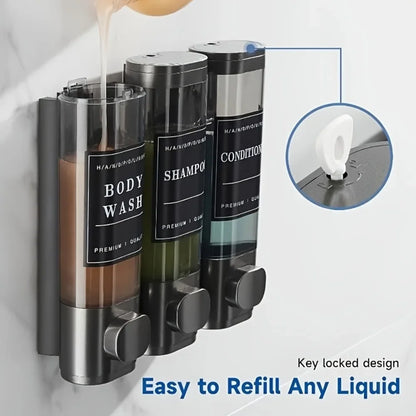 Triple Shampoo and Conditioner Dispenser