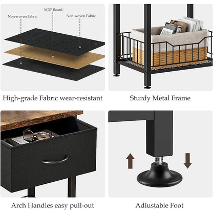 Nightstand End Table with Open Shelf