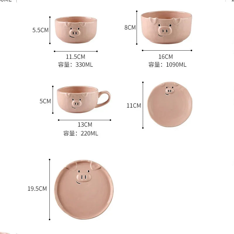 Creative Cute Pink Pig Dishes