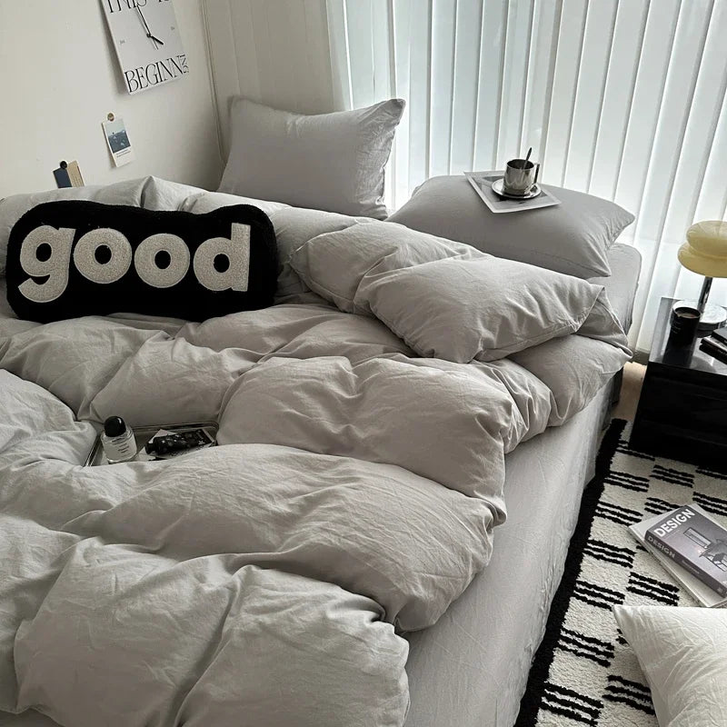 Solid Cotton Bedding Set