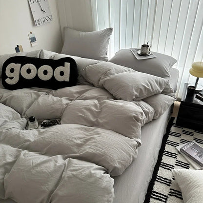 Solid Cotton Bedding Set