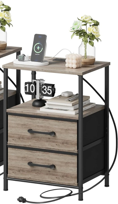 Nightstands with Charging Station and Led Lights