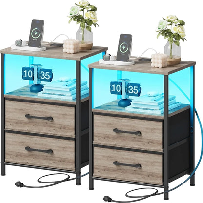 Nightstands with Charging Station and Led Lights