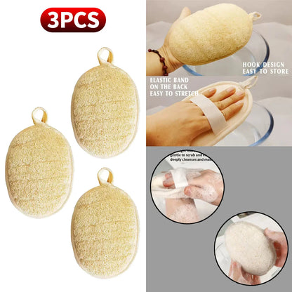 6 pieces, 3 pieces, 1 piece of loofah sponge