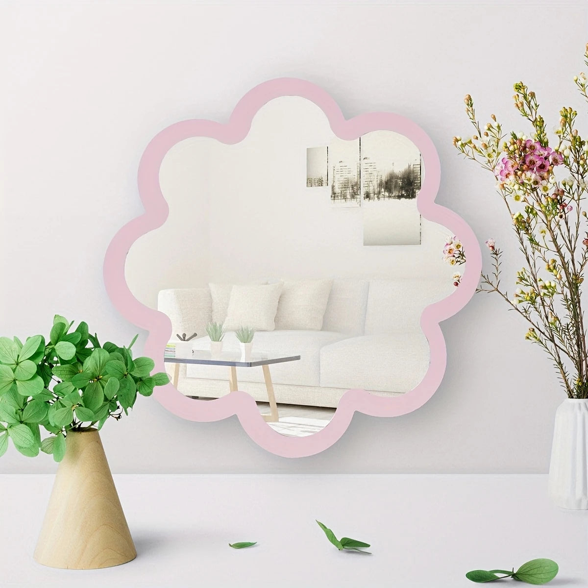 11.4in Creative Wooden Wall mirror