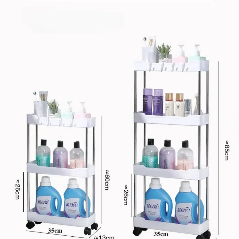 Space-Saving Slim Mobile 3 Tier Rack