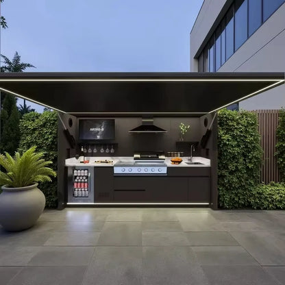 Garden with Modular Cabinets and Grill Island