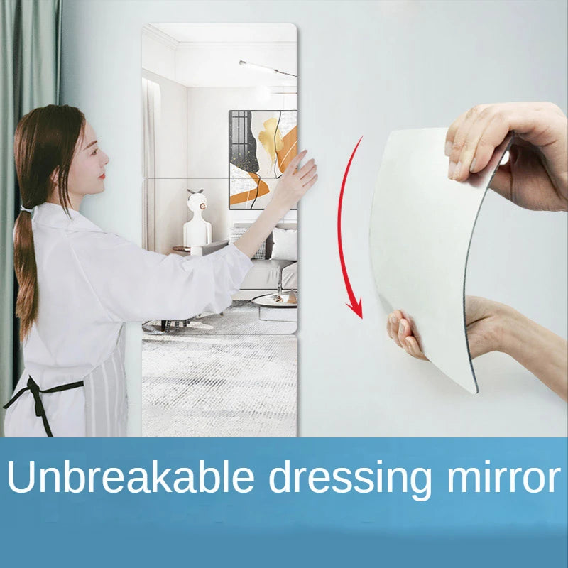 Square Mirror Glass Tile Wall Stickers