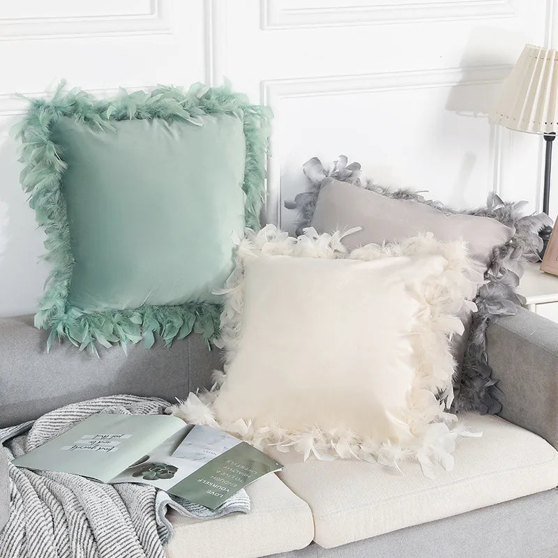 Fashion Home Decor Feather Pillow Case