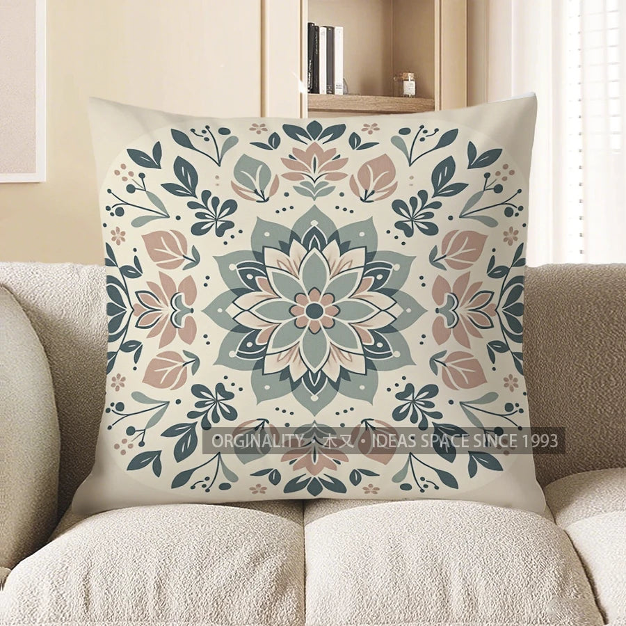 Bohemian Mandala Pattern Throw Pillow Cover