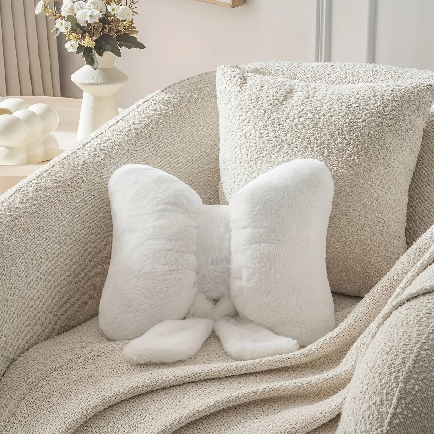 1pc Simple Pink Bow Shaped Pillows