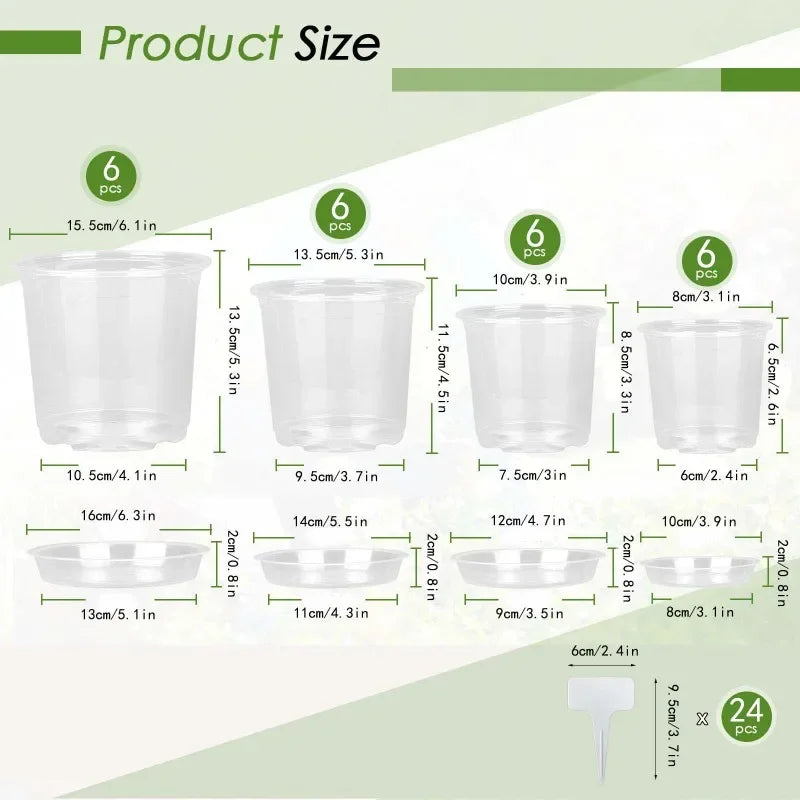 72pcs/set Clear Nursery Pots