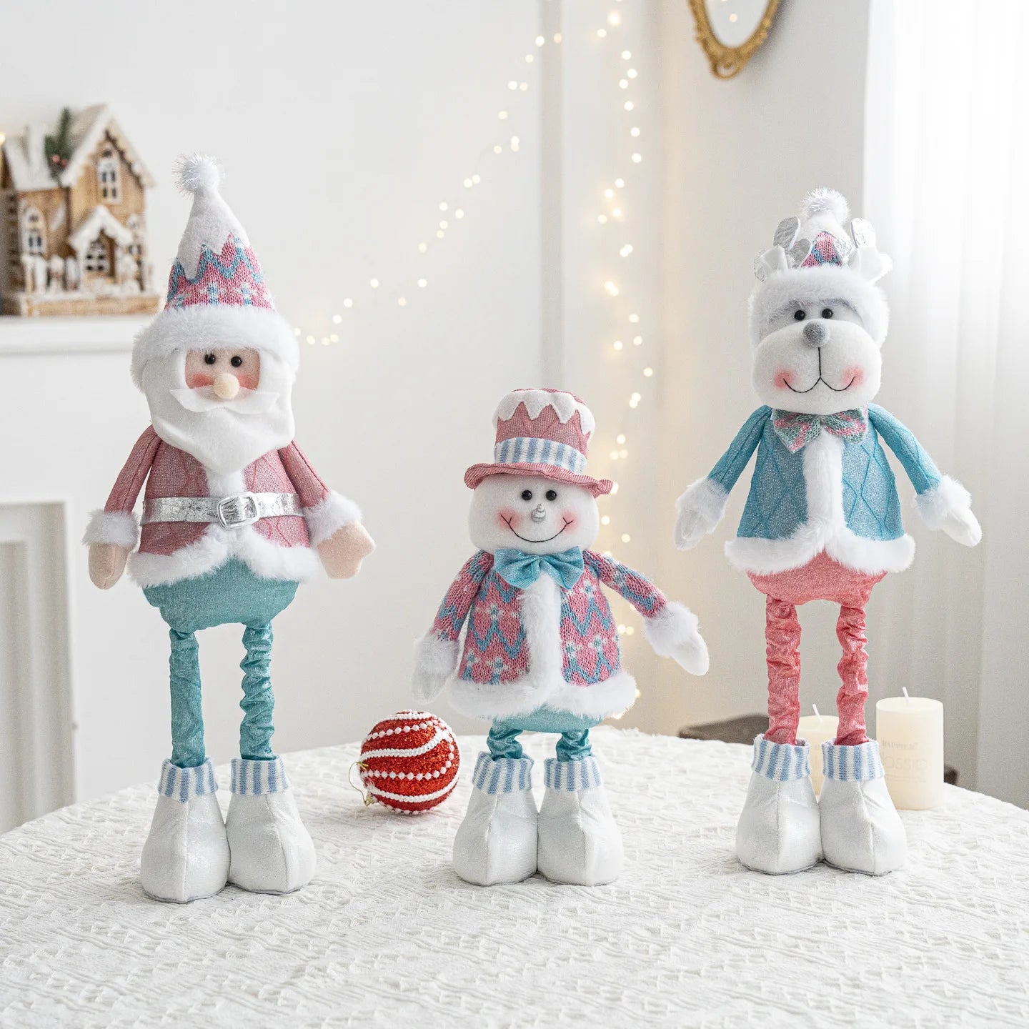 Christmas decorations - Santa Claus, snowmen, and reindeer
