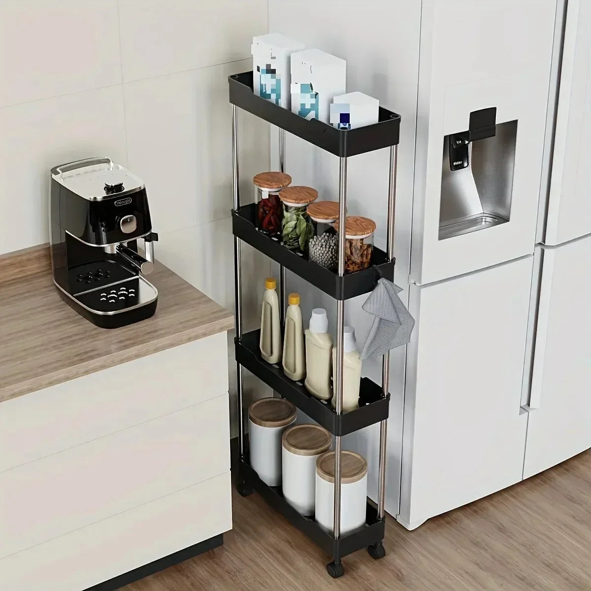 Space-Saving Slim Mobile 3 Tier Rack