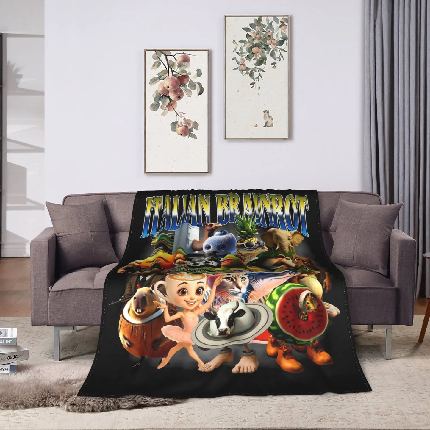 Italian Brainrot Meme Funny Blankets