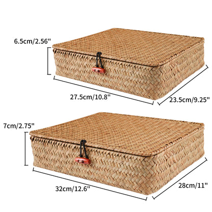 2 Pcs Seagrass Baskets with Lid