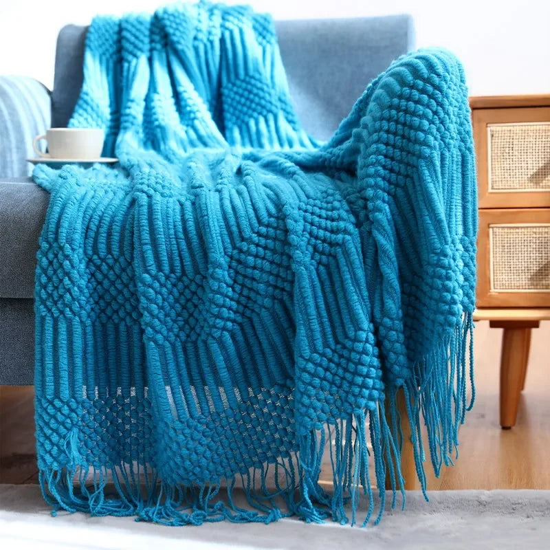 Luxury Solid Color Fringe Blankets