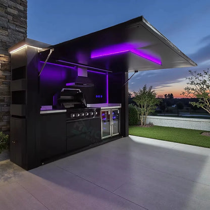 Garden with Modular Cabinets and Grill Island