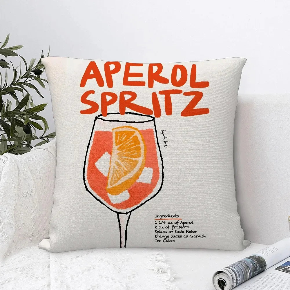 Aperol Spritz Themed Decorative Pillow Covers