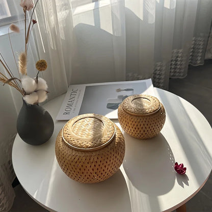 Woven Basket with Lid