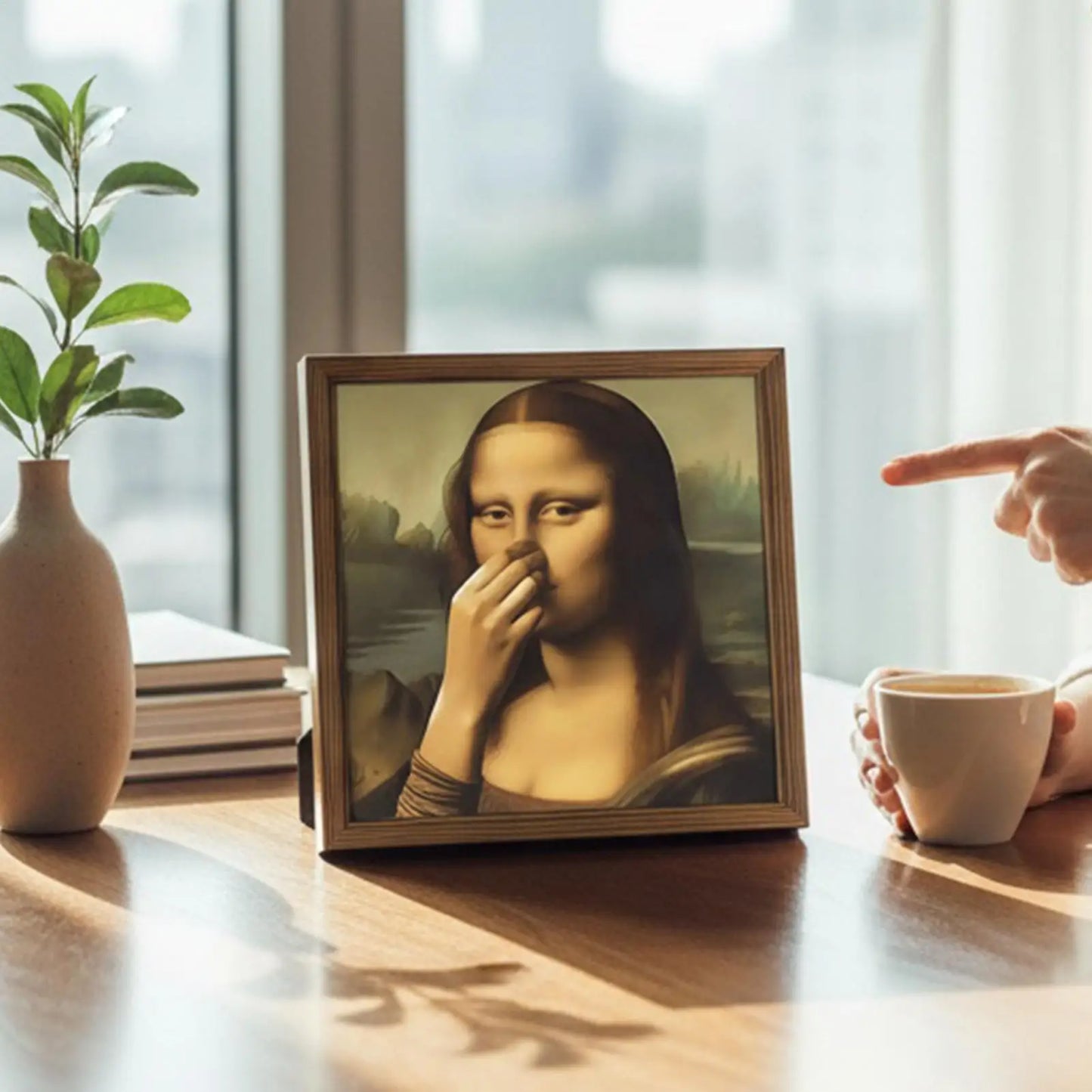 Mona Lisa Holding her Nose -Great Bathroom Wall Art