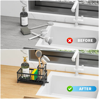 Kitchen Sink Sponge with High Brush Rack