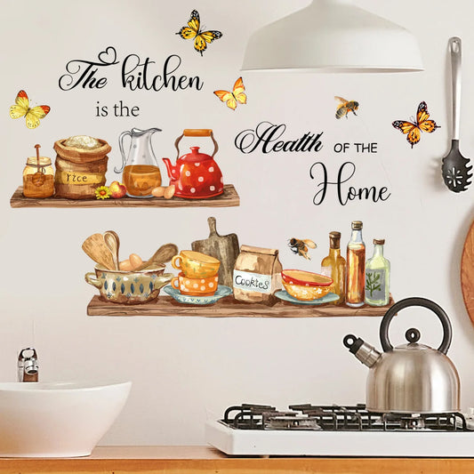 Cartoon Kitchen Utensils Pattern Wall Sticker