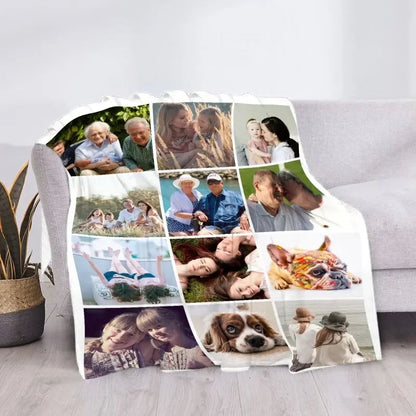 Custom Blanket with Words Picture Collage Customized Blankets,Birthday Souvenir Gifts Personalized Throw Blanket for Father, Mom