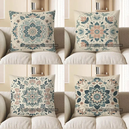 Bohemian Mandala Pattern Throw Pillow Cover