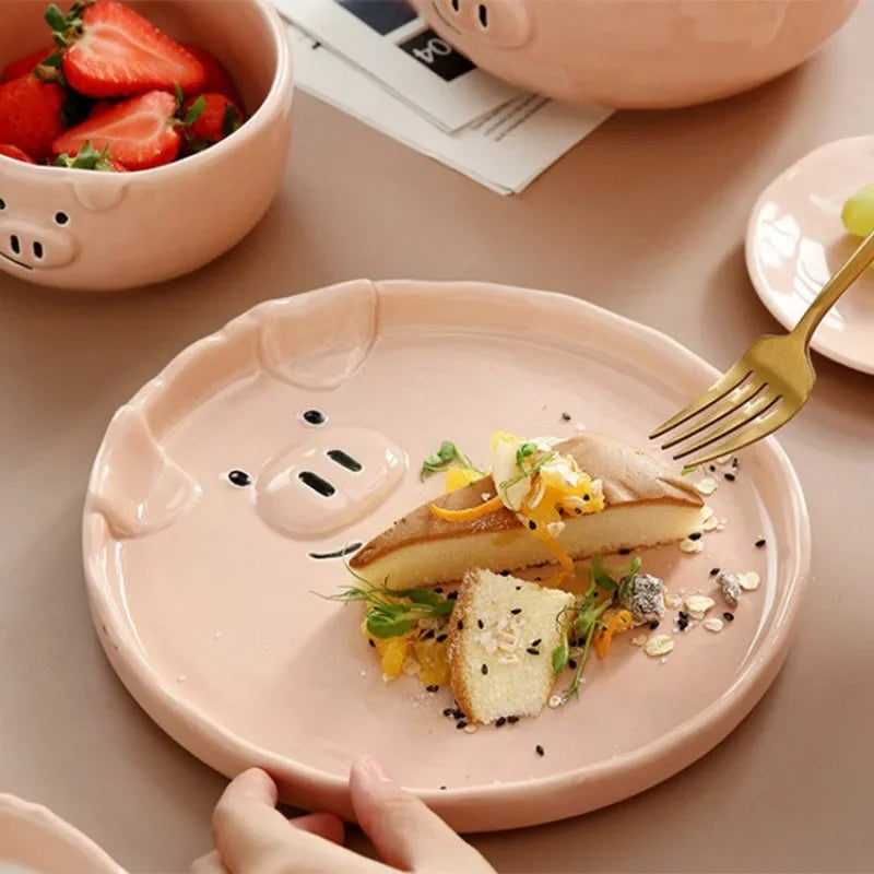Creative Cute Pink Pig Dishes
