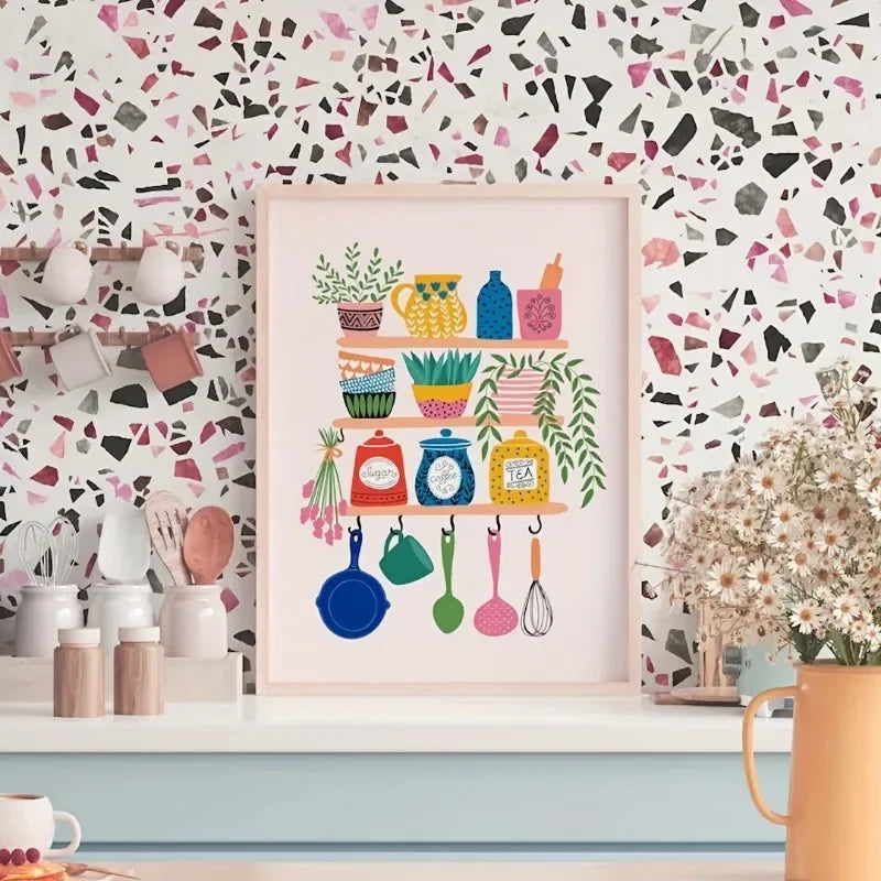 Bright Kitchenware Illustration Wall Arts