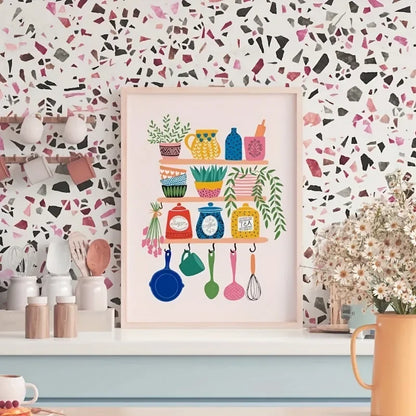 Bright Kitchenware Illustration Wall Arts