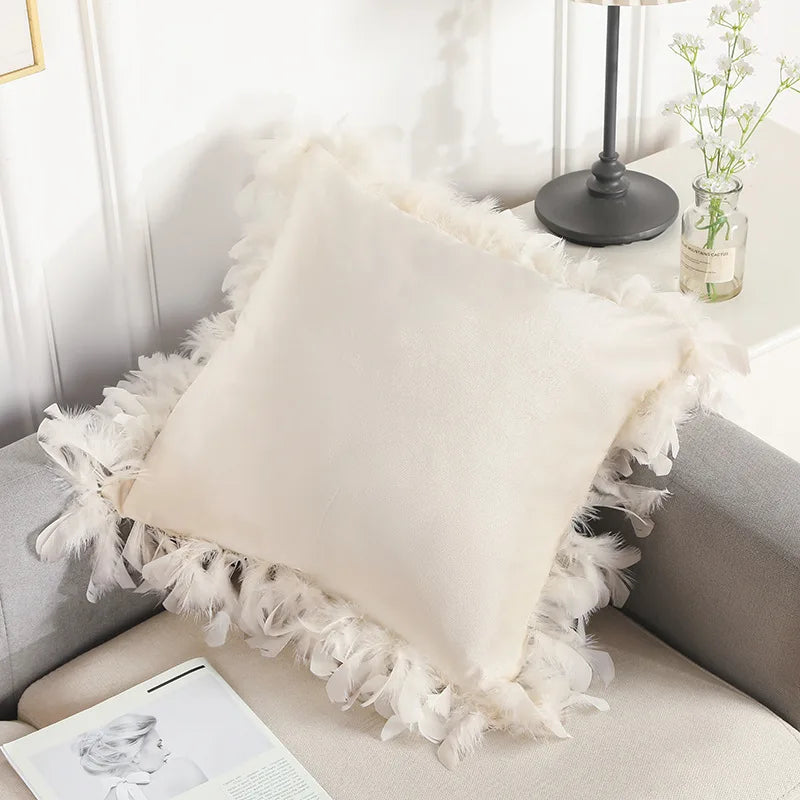 Fashion Home Decor Feather Pillow Case