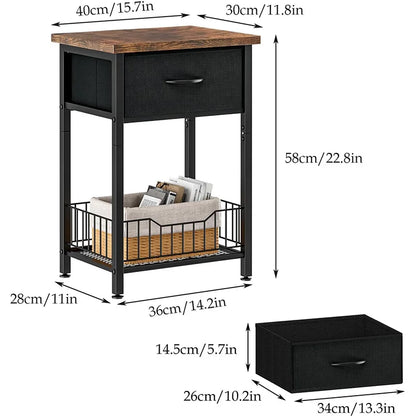 Nightstand End Table with Open Shelf