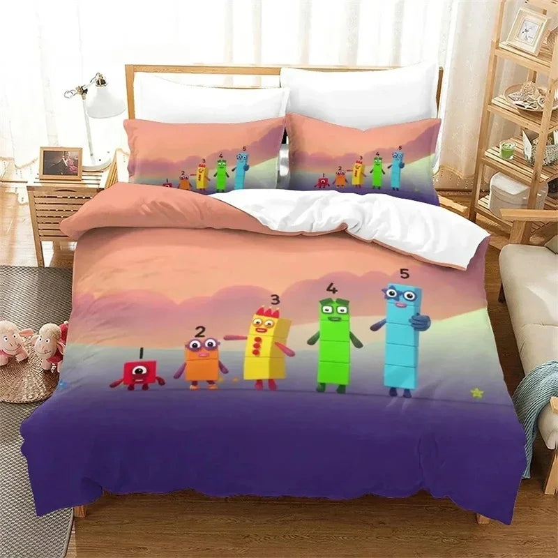 Several Cartoon Number-Blocks Bedding Sets