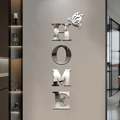 Home Logo 3D Mirror Wall Sticker,