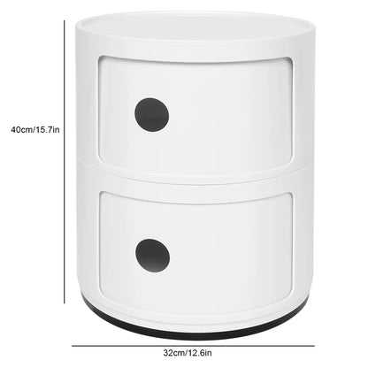 Round Nightstand with 2 Drawers