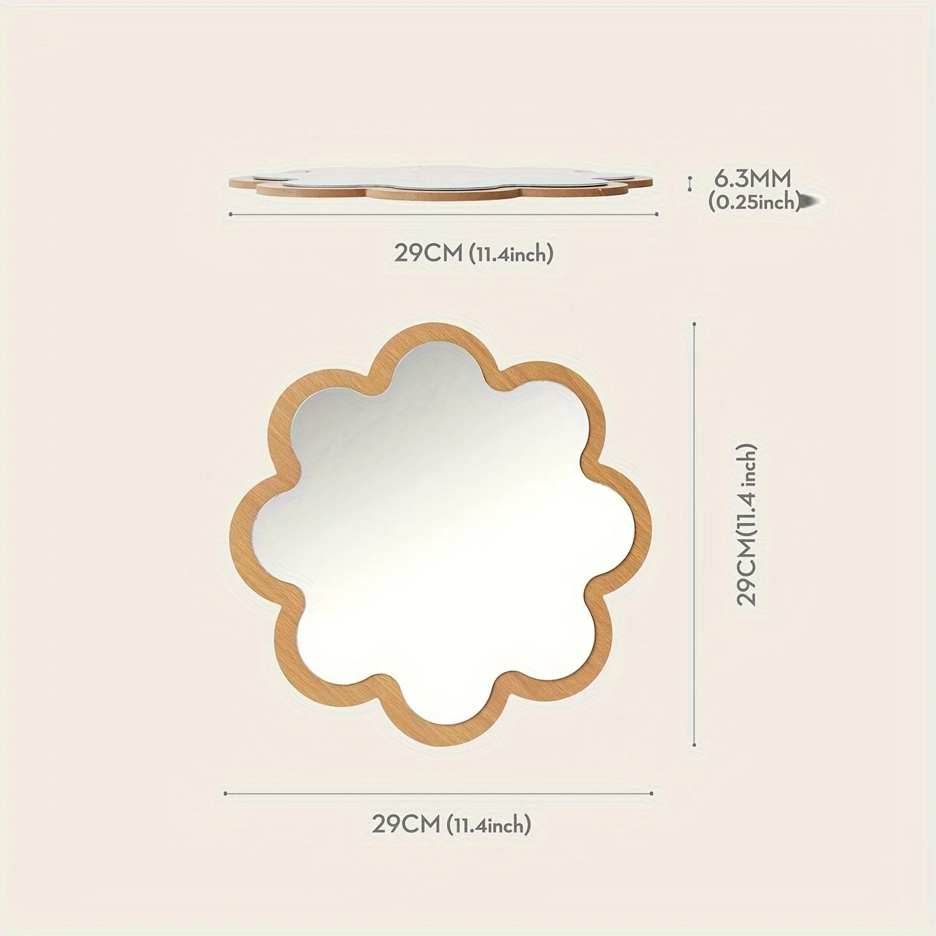 11.4in Creative Wooden Wall mirror