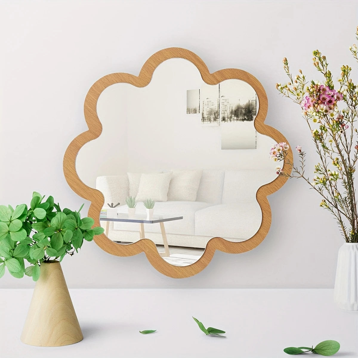 11.4in Creative Wooden Wall mirror